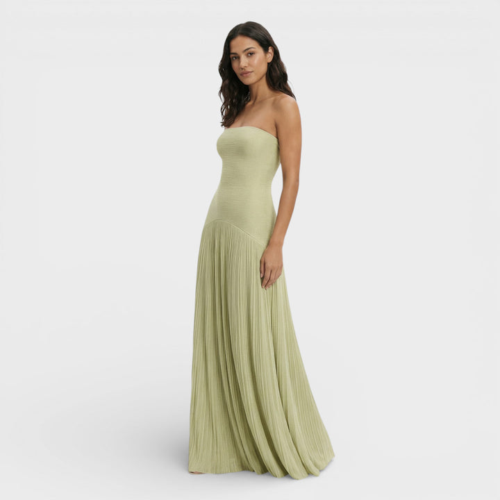 Vestido Largo Plisado Mujer Fiesta