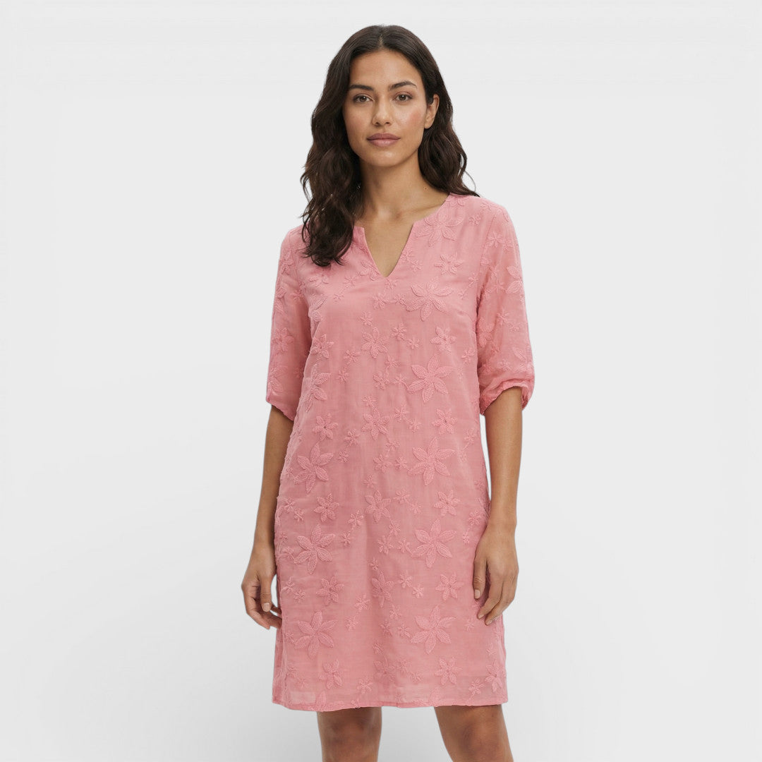 Vestido Midi Mujer Bordado Flores