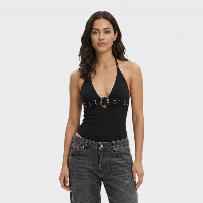 Top Halter Ajustado Mujer Fiesta