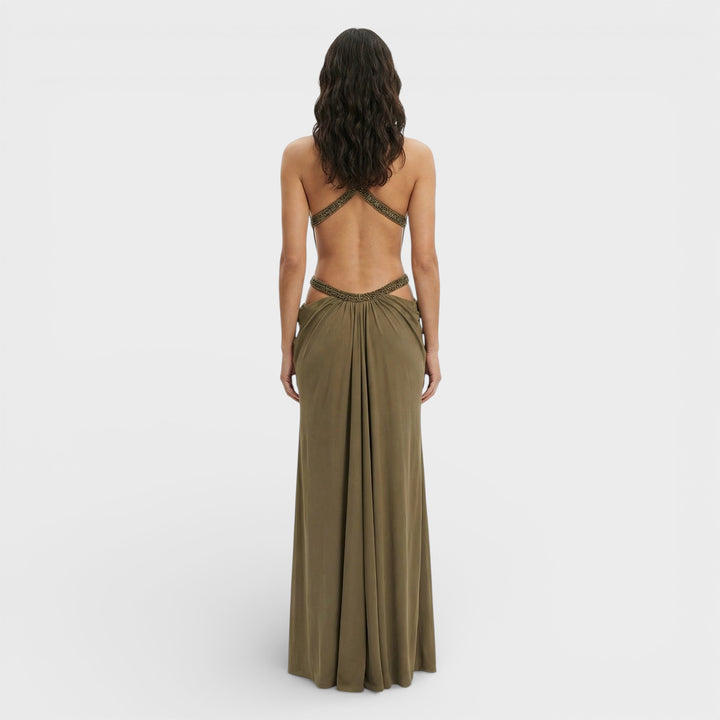 Vestido Largo Halter Lentejuelas Mujer