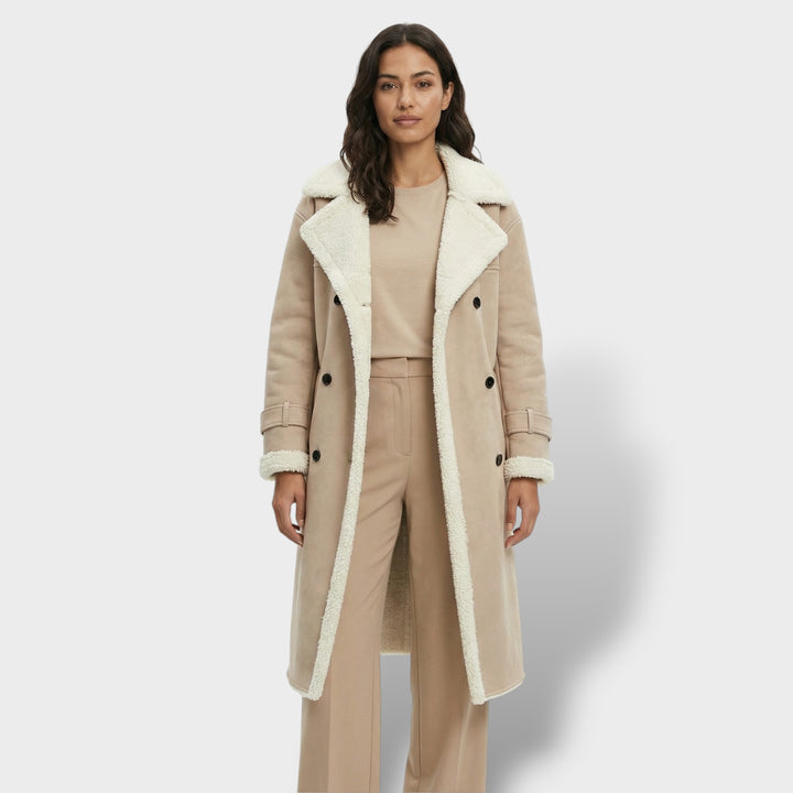 Abrigo Largo Cuello Teddy Forro Polar