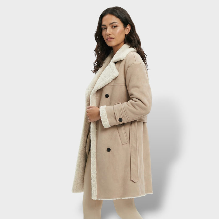 Abrigo Largo Cuello Teddy Forro Polar