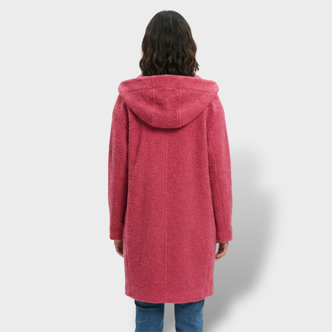 Abrigo Largo De Lana Con Capucha