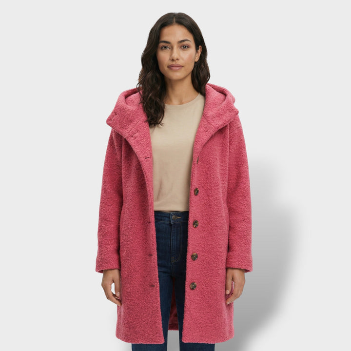 Abrigo Largo De Lana Con Capucha