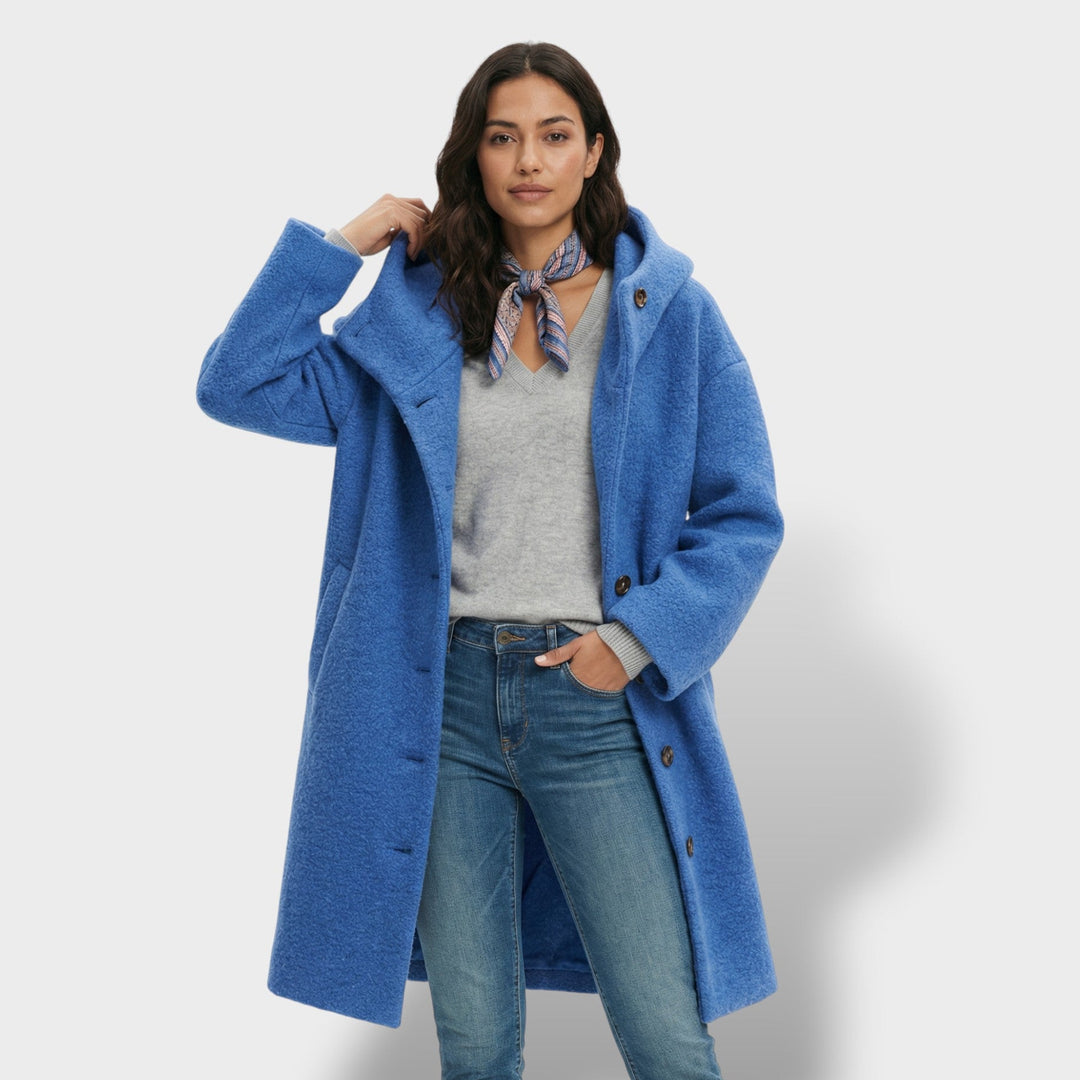 Abrigo Largo De Lana Con Capucha