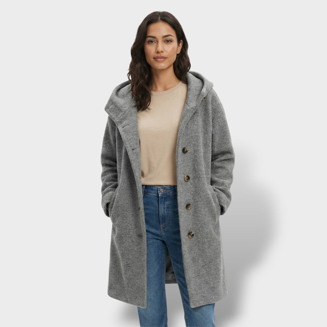 Abrigo Largo De Lana Con Capucha