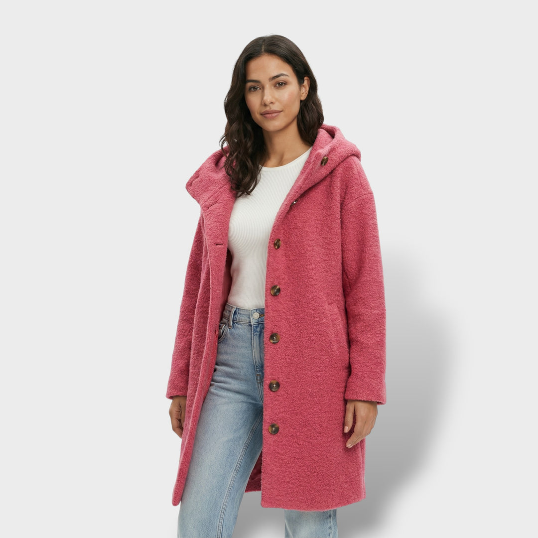 Abrigo Largo De Lana Con Capucha