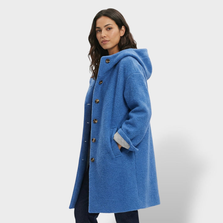 Abrigo Largo De Lana Con Capucha