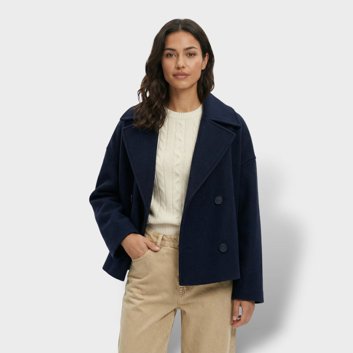 Abrigo Corto De Lana Doble Botonadura