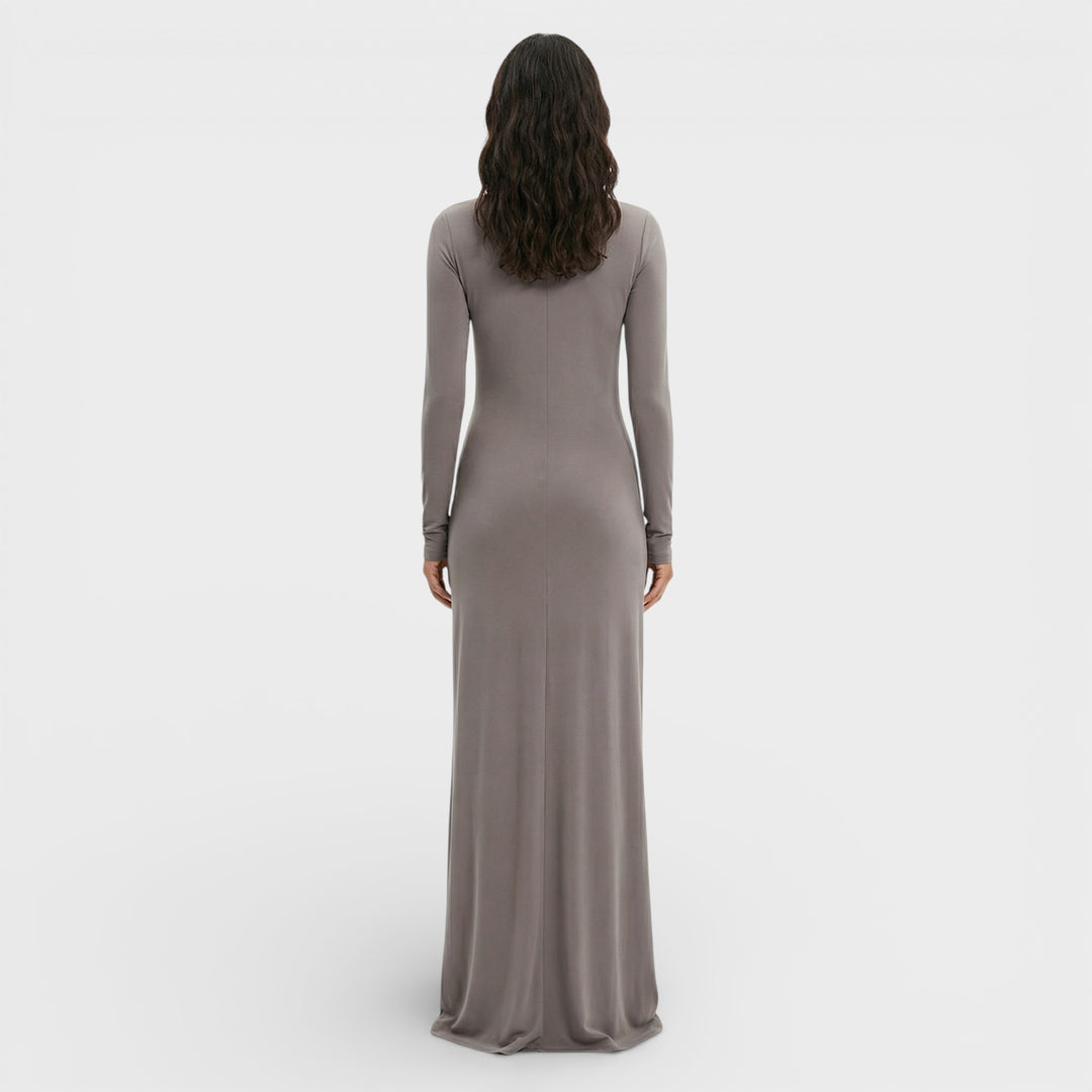 Vestido Largo Fruncido Elegante Mujer