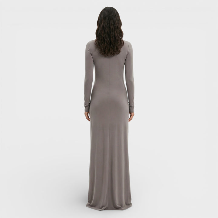 Vestido Largo Fruncido Elegante Mujer