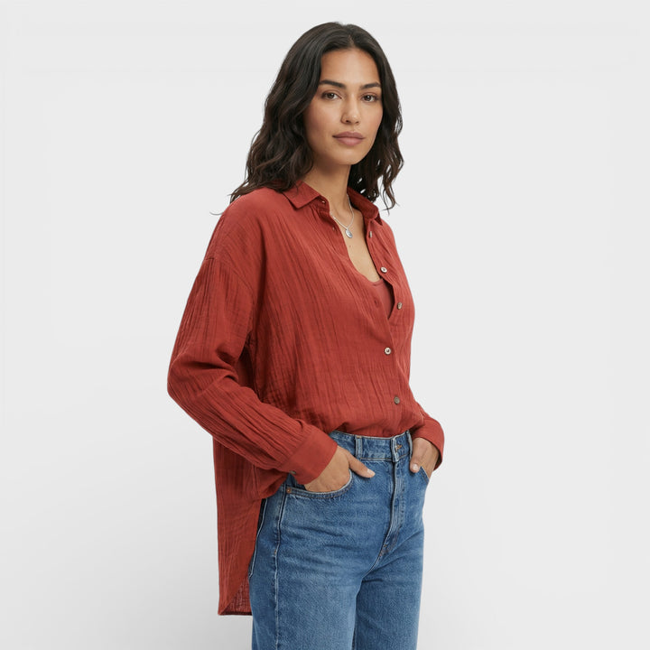 Camisa Plisada Ligera Mujer Elegante
