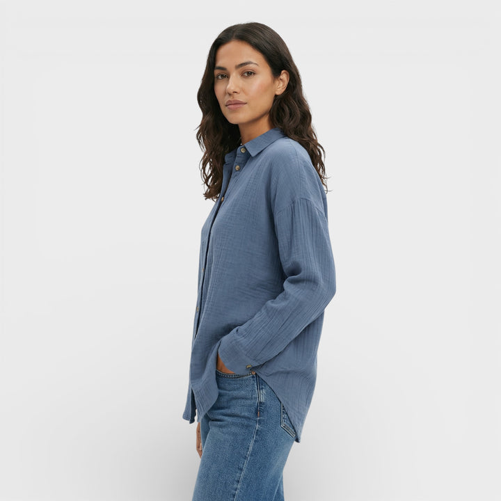 Camisa Plisada Ligera Mujer Elegante