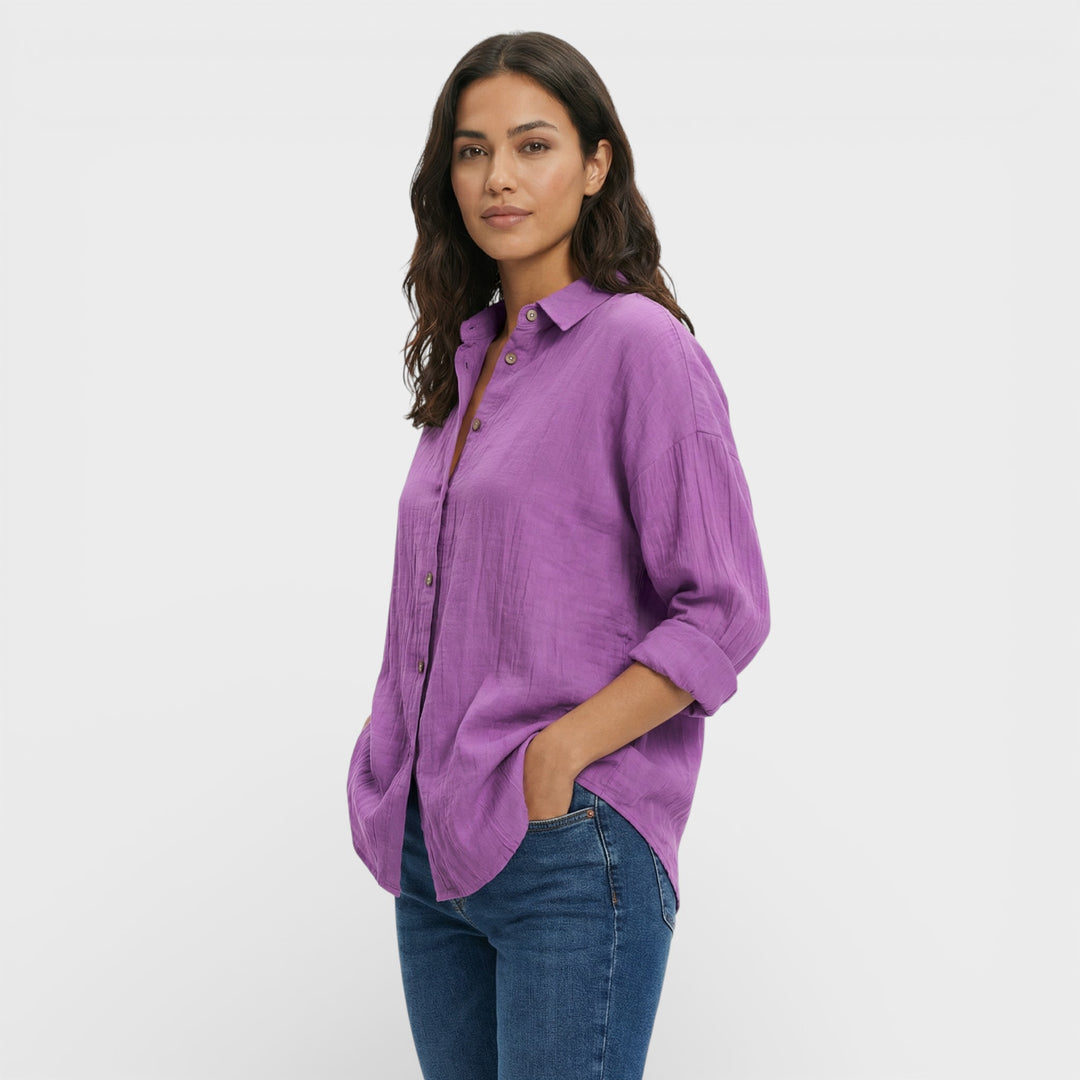 Camisa Plisada Ligera Mujer Elegante