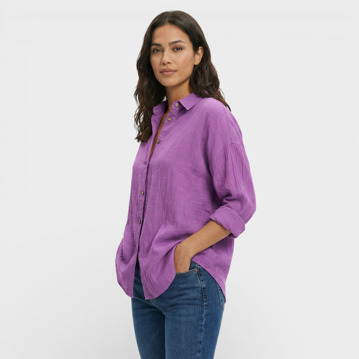 Camisa Plisada Ligera Mujer Elegante