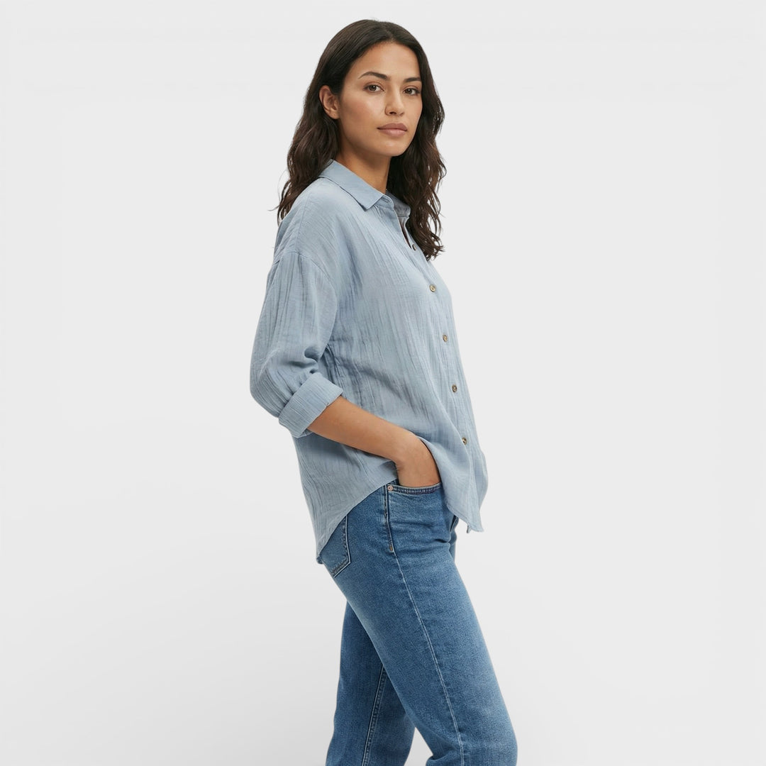 Camisa Plisada Ligera Mujer Elegante