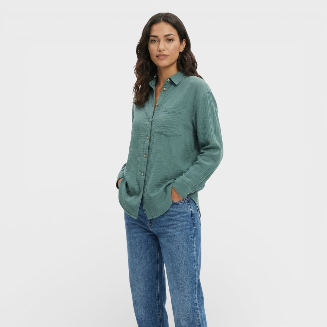 Camisa Plisada Ligera Mujer Elegante