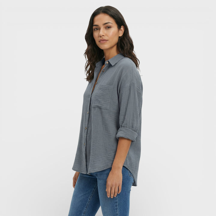 Camisa Plisada Ligera Mujer Elegante