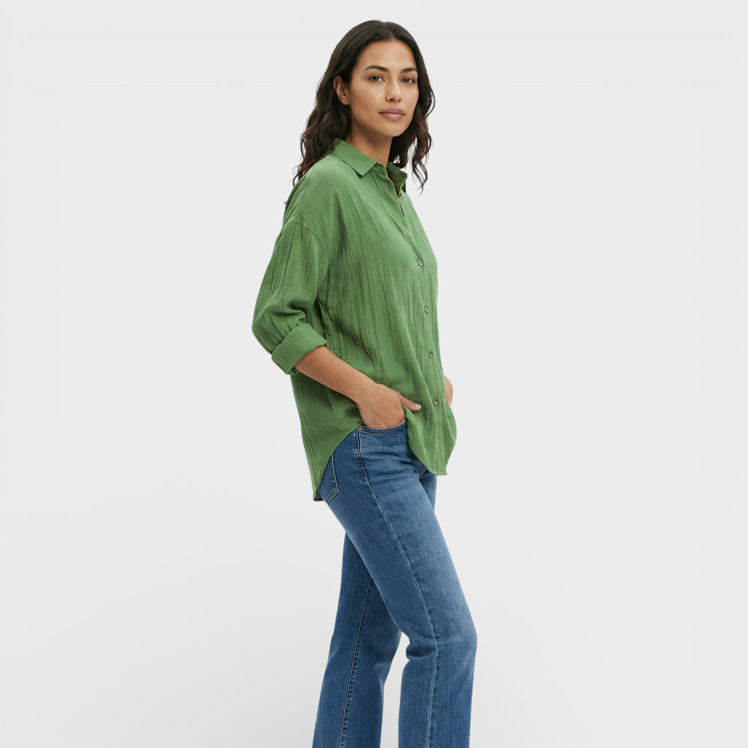 Camisa Plisada Ligera Mujer Elegante