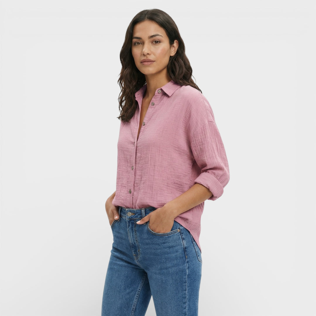 Camisa Plisada Ligera Mujer Elegante