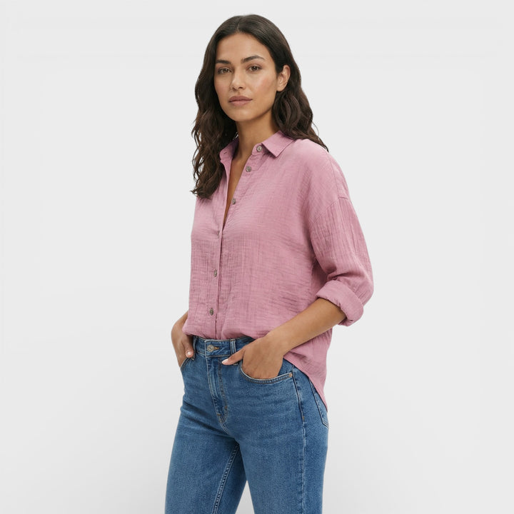 Camisa Plisada Ligera Mujer Elegante