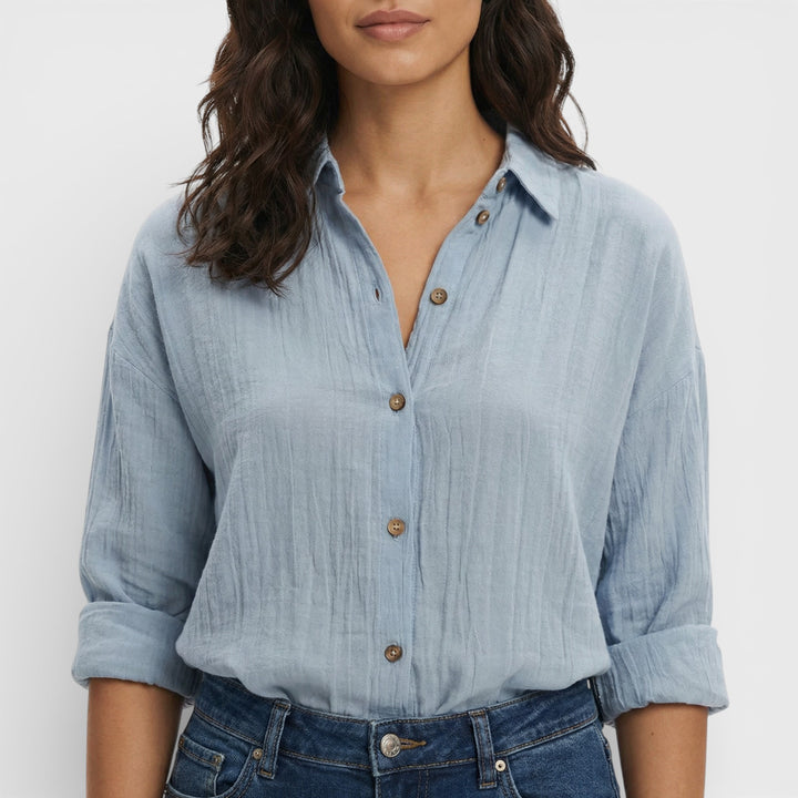 Camisa Plisada Ligera Mujer Elegante