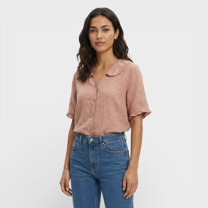 Blusa Ligera Cuello Ondulado Mujer