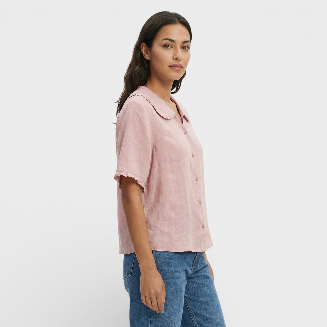 Blusa Ligera Cuello Ondulado Mujer