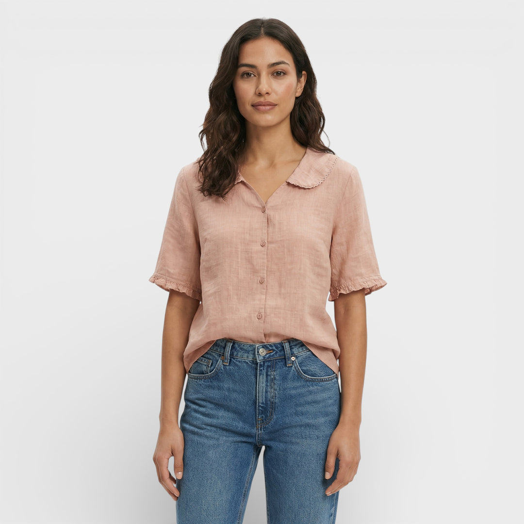 Blusa Ligera Cuello Ondulado Mujer