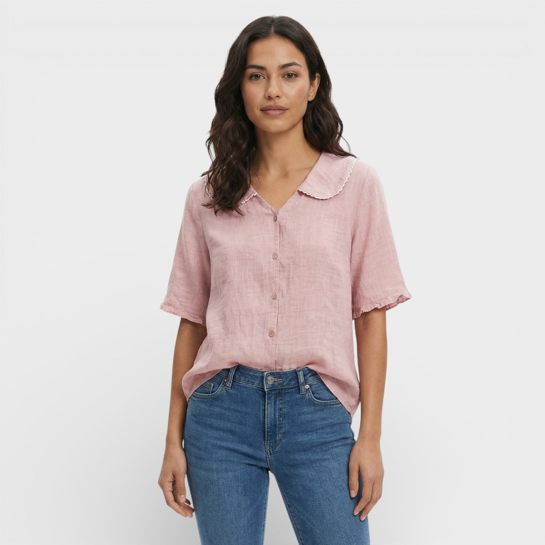 Blusa Ligera Cuello Ondulado Mujer