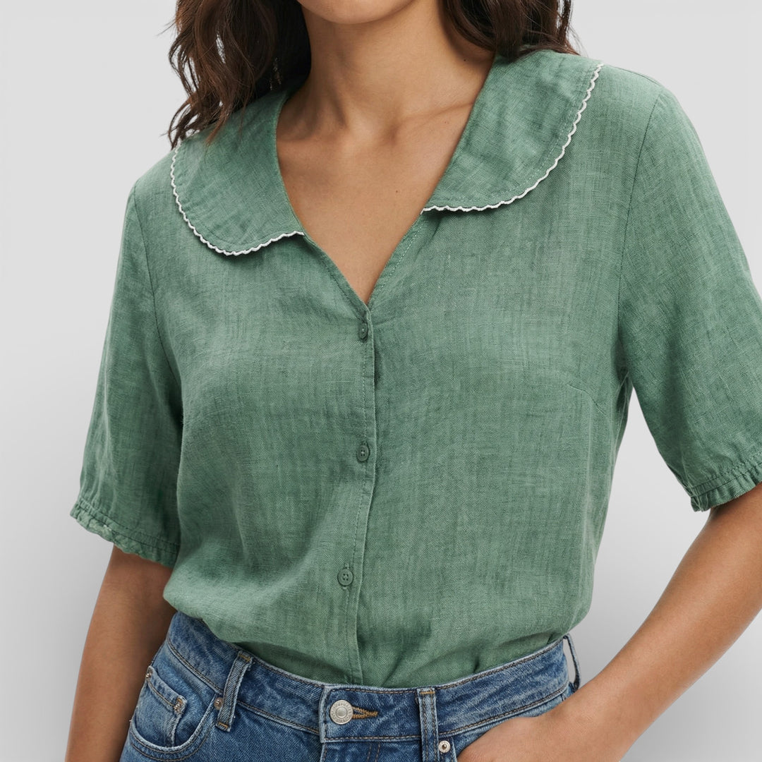 Blusa Ligera Cuello Ondulado Mujer