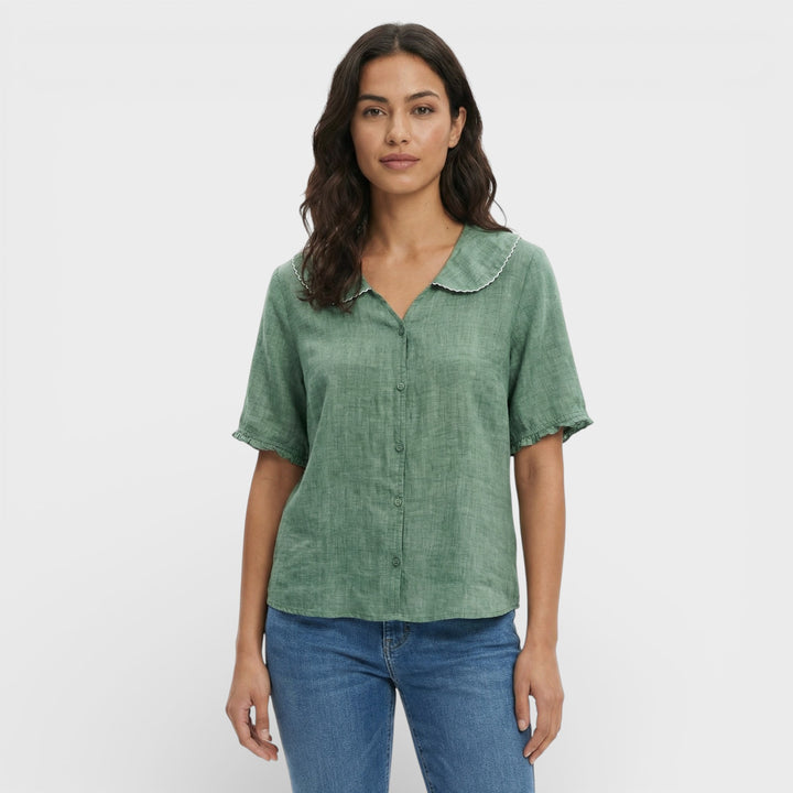 Blusa Ligera Cuello Ondulado Mujer