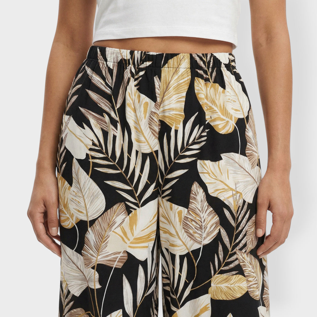 Pantalones Estampados Anchos Mujer Elástica