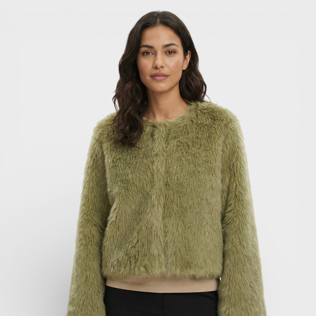 Chaqueta Corta de Piel Sintética Mujer