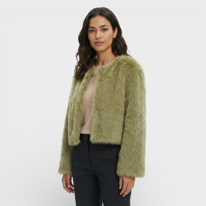 Chaqueta Corta de Piel Sintética Mujer