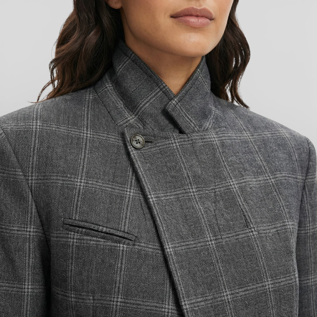 Blazer Corto a Cuadros Mujer