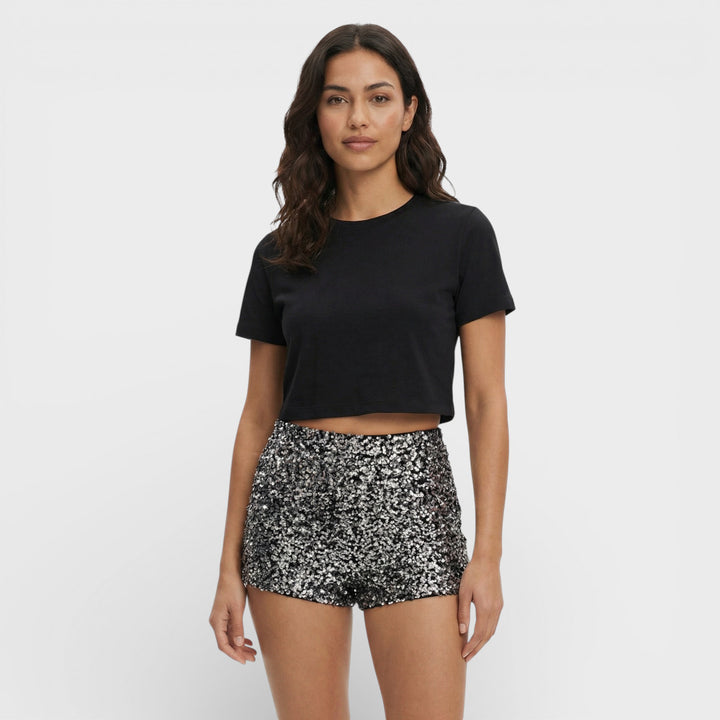 Shorts Lentejuelas Negros Mujer