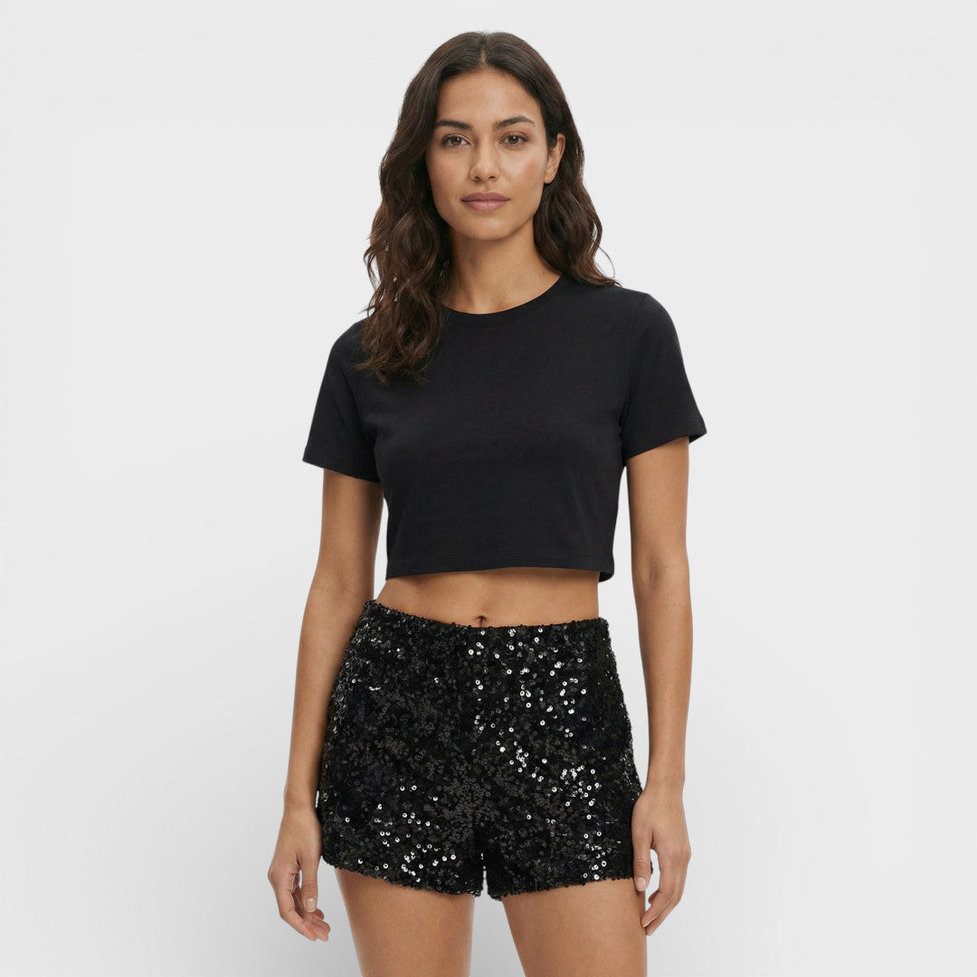 Shorts Lentejuelas Negros Mujer