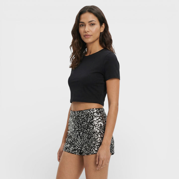 Shorts Lentejuelas Negros Mujer