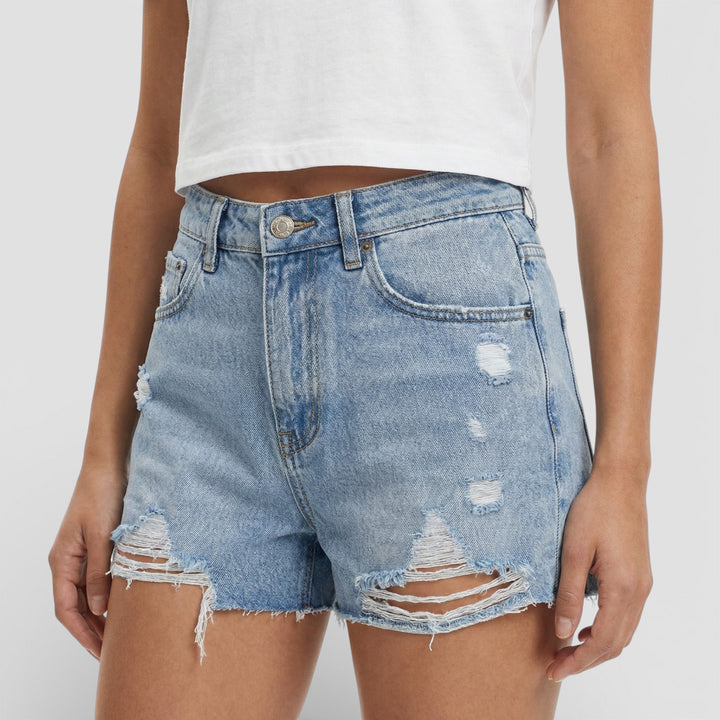 Pantalones Cortos Vaqueros Rasgados Mujer