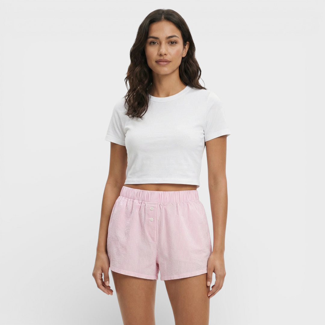 Pantalones Cortos Rayas Cintura Elástica