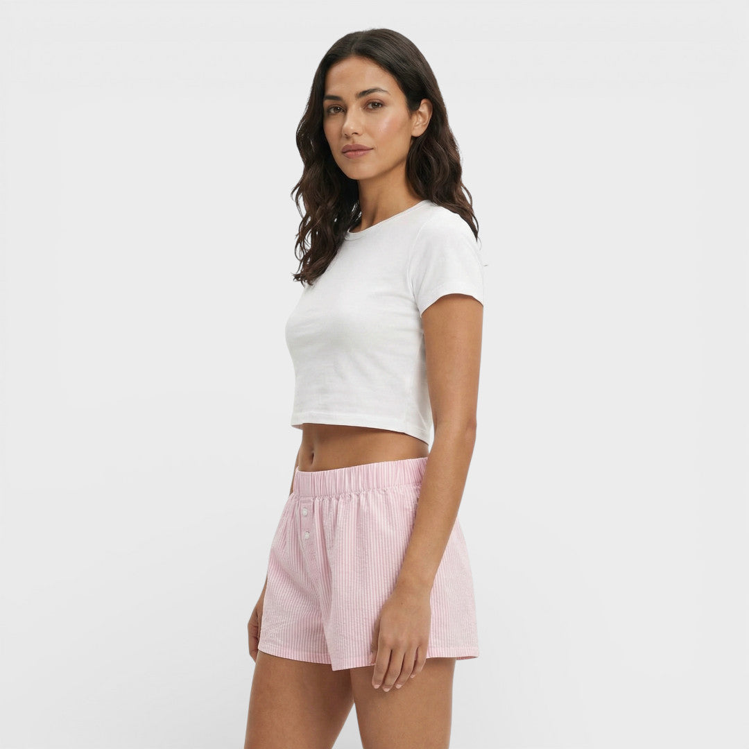 Pantalones Cortos Rayas Cintura Elástica