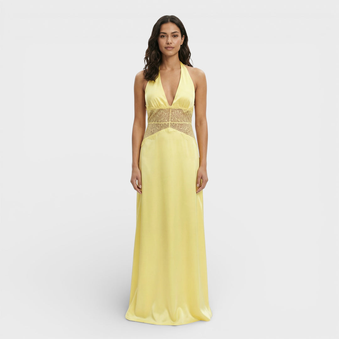 Vestido Largo Halter Espalda Abierta