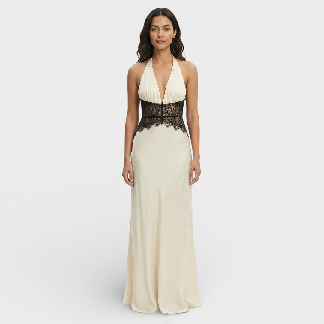 Vestido Largo Halter Espalda Abierta