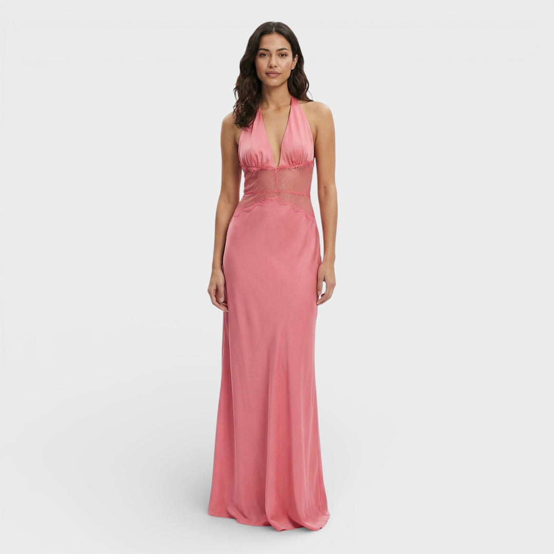 Vestido Largo Halter Espalda Abierta