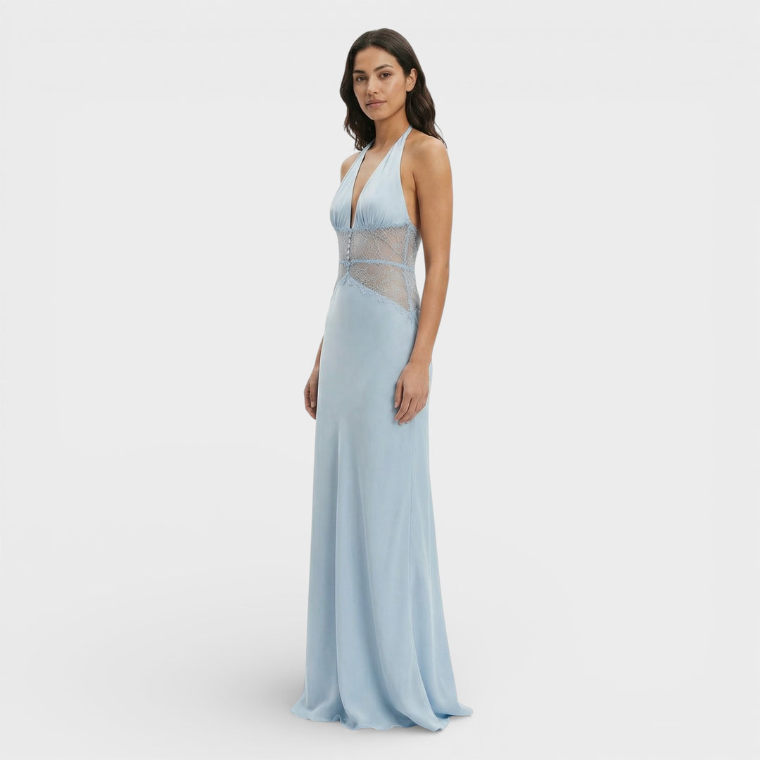 Vestido Largo Halter Espalda Abierta