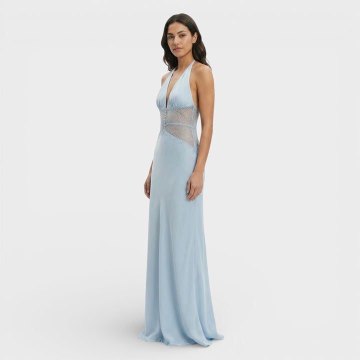 Vestido Largo Halter Espalda Abierta