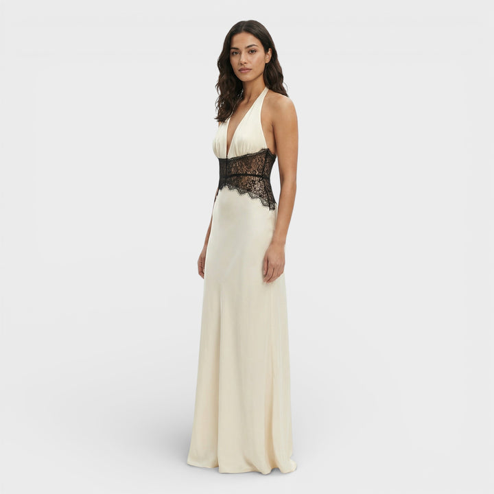 Vestido Largo Halter Espalda Abierta