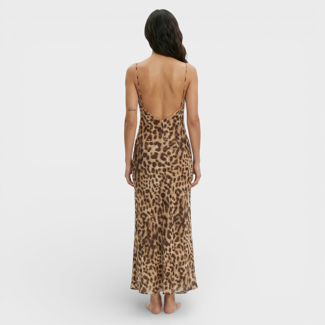 Vestido Midi Leopardo Espalda Abierta