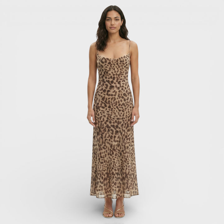 Vestido Midi Leopardo Espalda Abierta